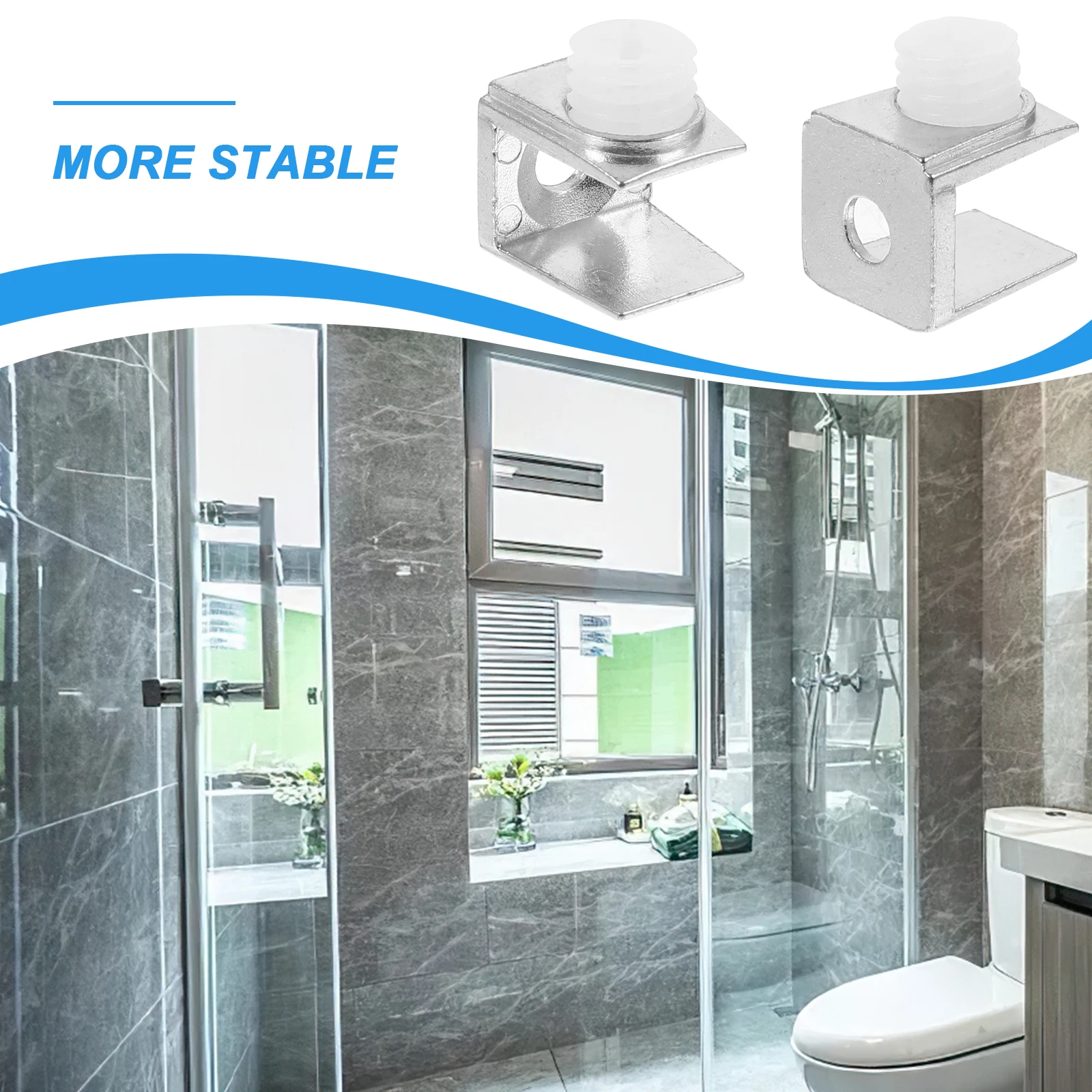 

20pcs Glass Shelf Bracket Zinc Alloy Fixation Bathroom Shower Door Hardware Mirror Hangers Glass Retainer Clips Cabinet