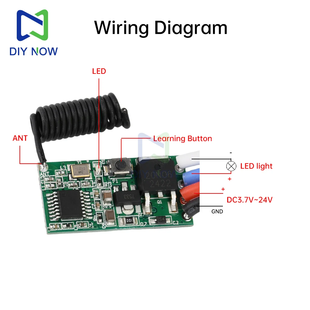 Módulo rf universal de ampla tensão dc 3v-24v, módulo de recepção, micro transmissor e receptor sem fio, 433mhz