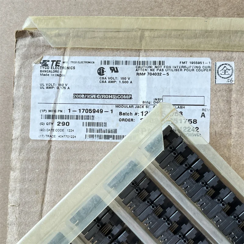 5PCS 1-1705949-1 connector RJ jack 4p4c 90° right angle Cat3 unshielded