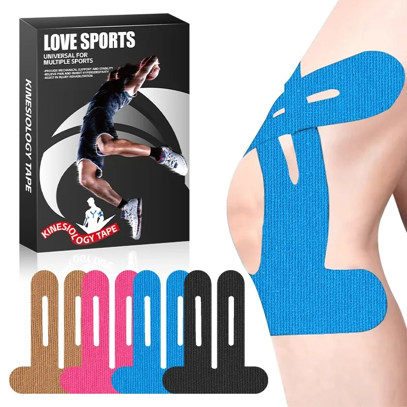 Premium Elastic Knee Muscle Tape Pre Cut Breathable Anti Slip Support Bandage For Marathon Running Sports Fitness Gym Workout