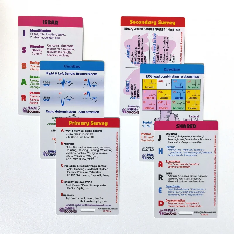 Custom  Nursing Student Internship Contrast Practice Plastic ID Badge Reference Cards For Nurse