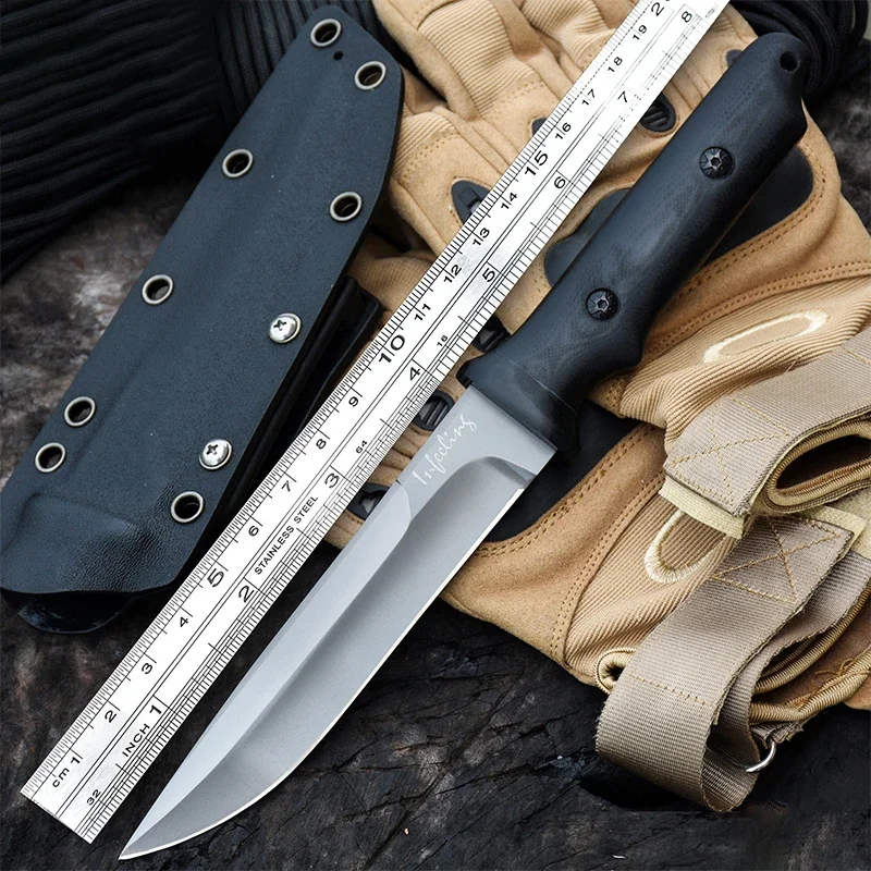 wolf 8cr15mov Steel Straight Knife Outdoor Rescue Camping Tactical Knife Anti-height and Hardness Convenient Fishing Tool EDC