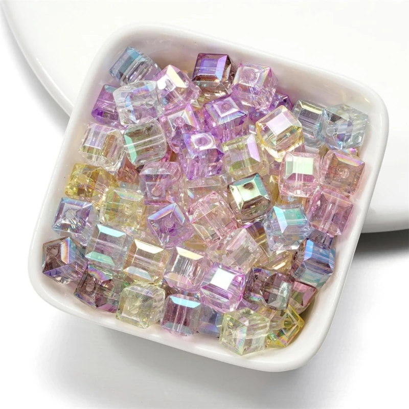 50 Stück/Lot 8mm Quadratische Facettierte Acrylperlen Lose Abstandsperlen für DIY-Bastelarbeiten, Ornamentherstellung, Handgemachtes Zubehör – Detail 7