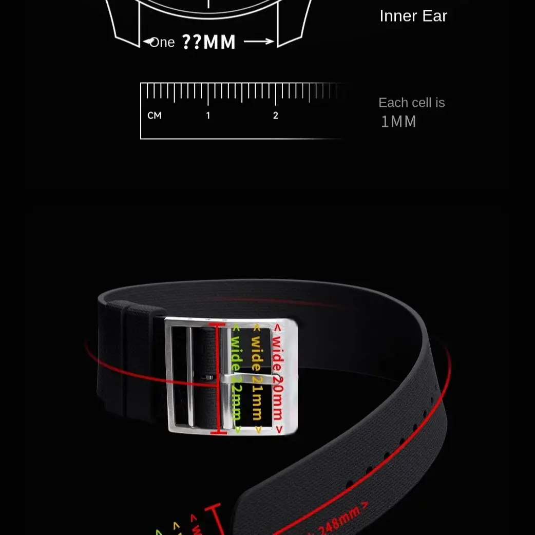Fit For Tudor Style Ranger Rolex Daytona Fluororubber Watch Strap 20mm 21mm 22mm  Waterproof Super Soft FKM Belt  Watch Band