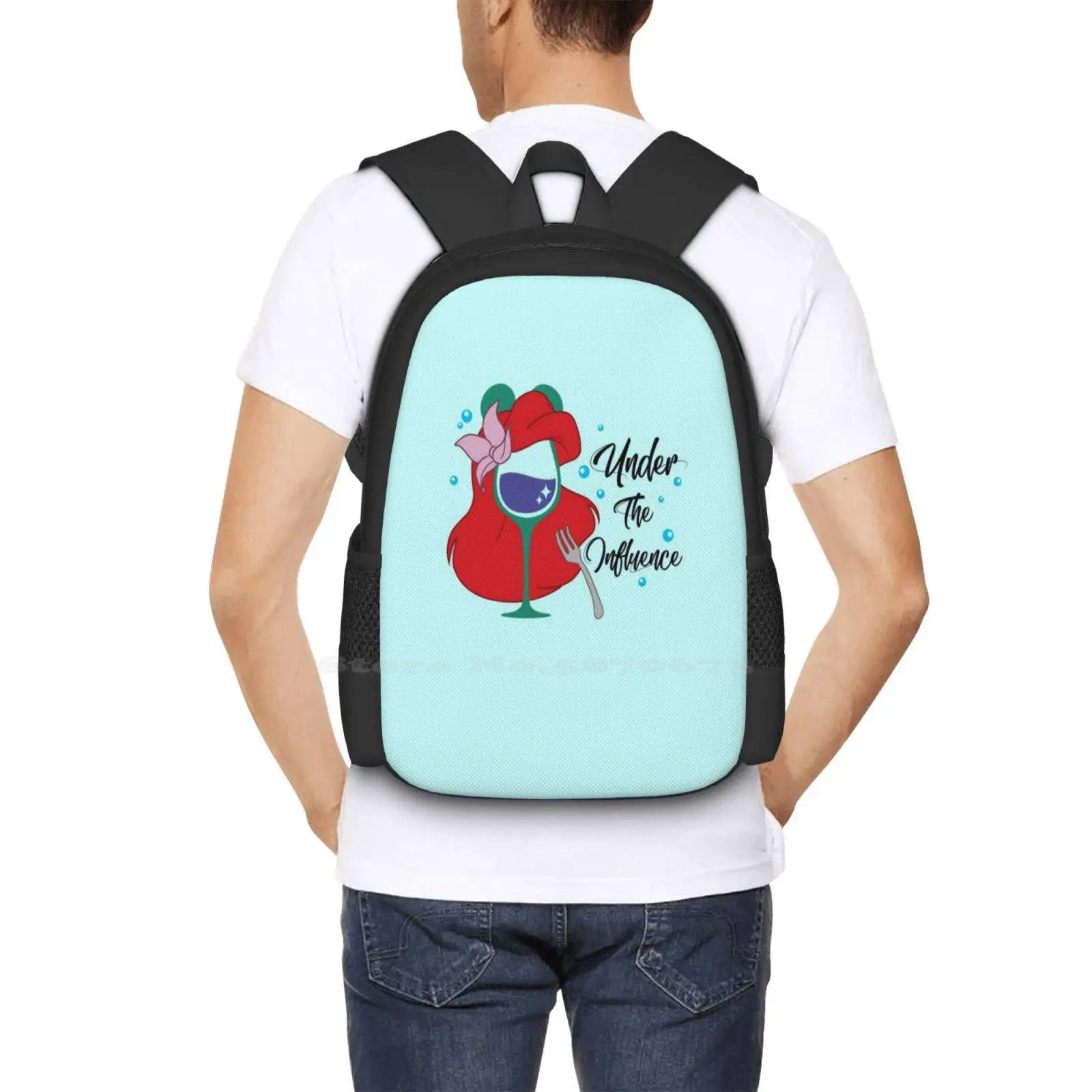 Under The Influence Bag Backpack For Men Women Girls Teenage The Little Mermaid Mermaid Party Ariel Cruise Line Princess Womens