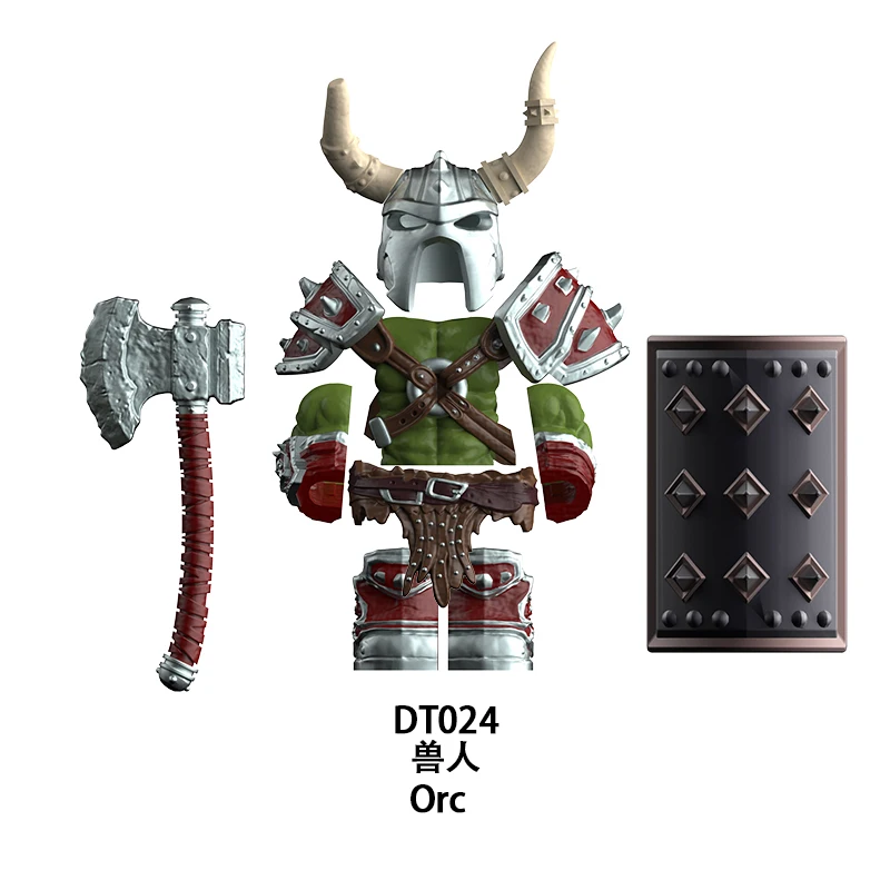 DT8905 chevalier médiéval Orc Warcraft Orc bouclier épée Mini figurine bloc de construction accessoires jouet bloc de construction jouets