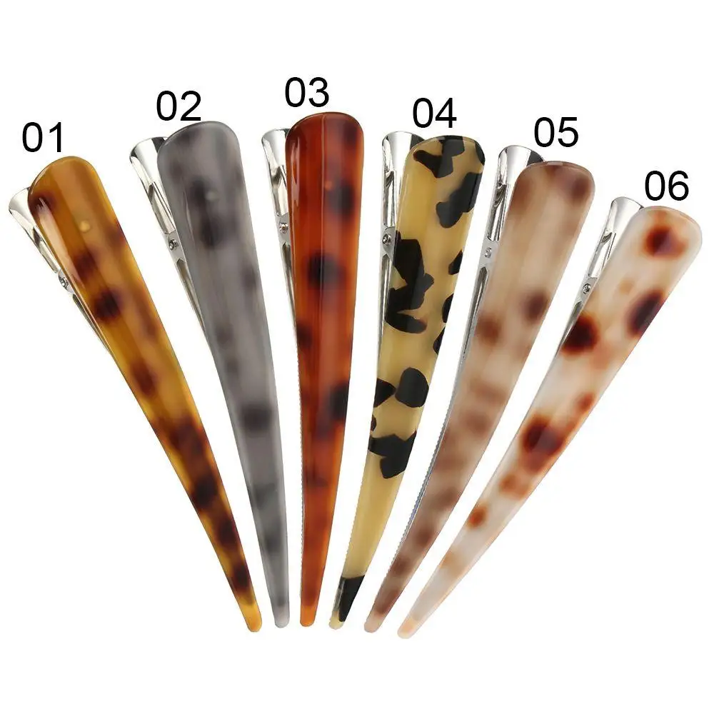 Large Tortoise Shell Hair Clips 5.5 inch Simple Automatic Hair Clip, Durable Non-Slip Duckbill Metal Clips Thick and Thin Hair