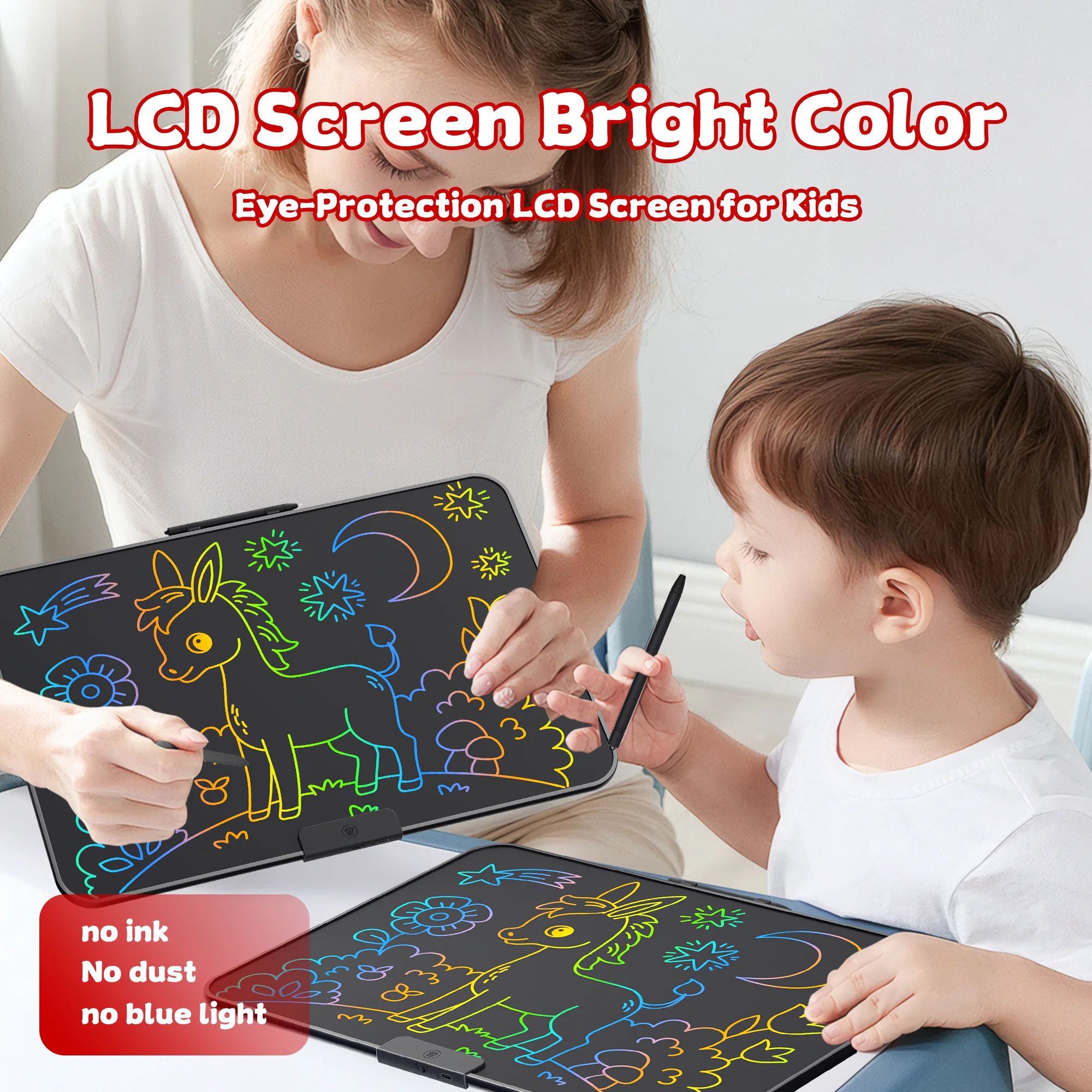 22 Inch LCD Writing Tablet for Kids, Colorful Electronic Drawing Board, Rechargeable Digital Doodle Pad, Learning Writing Board