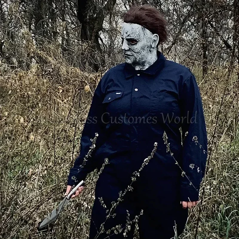 Michael Bloody Killer Outfits Myers Cosplay Costume Anime Halloween for Adult Men Women Cos Jumpsuit Horror Mask Party Costume