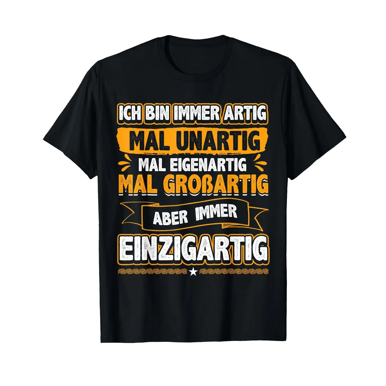 T Shirt with German Text quot Ich bin immer artig tolle Unique black vintage Washed designer clothes streetwear Comfortable
