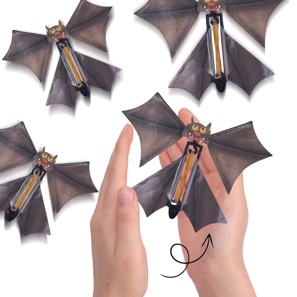 Black Magic Flying Butterfly Bat Wind Up Toys segnalibro biglietti di auguri elastico Powered Kids Outdoor Game puntelli farfalla