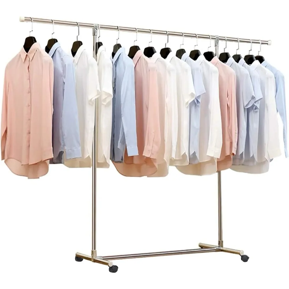 Heavy Duty Large Garment Rack Stainless Steel Clothes Drying Rack Commercial Grade Extendable 47-77inch Clothes