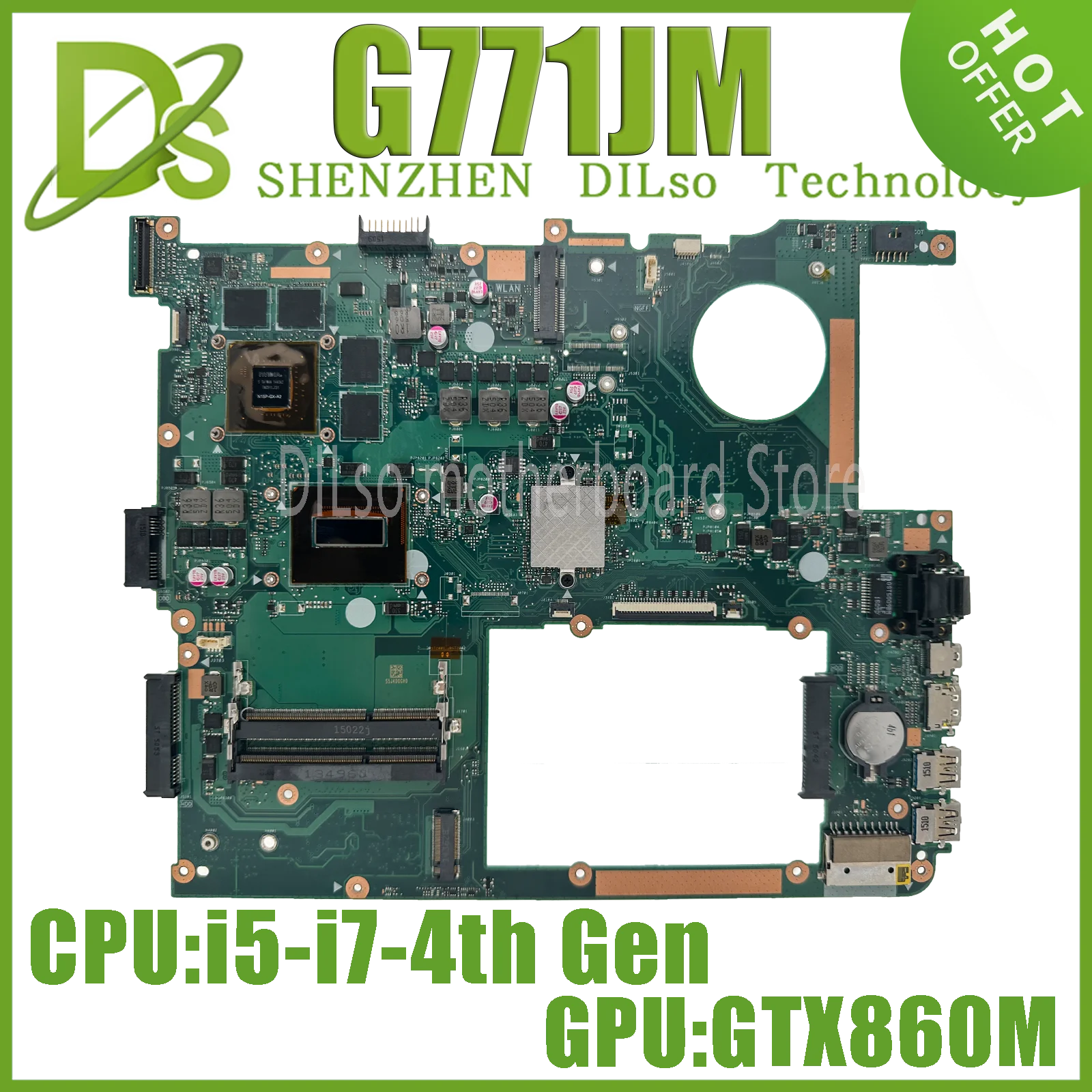 Imagem -02 - Placa-mãe do Portátil de Kefu G771jm para Asus Rog G771j G771jw G771jm com I54200h I7-4710hq 4750hq Gtx860m Gtx960m Edp Lvds