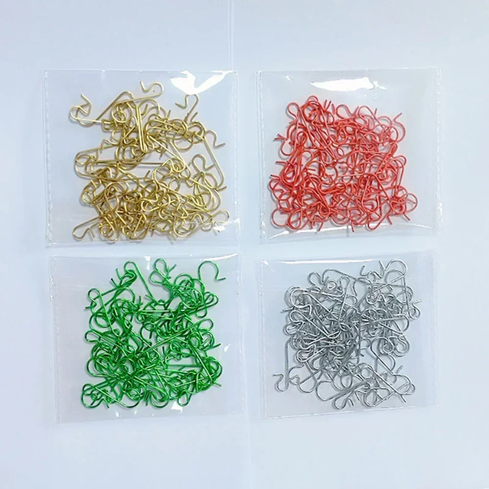 100Pcs Christmas Hooks Colorful Small S-shaped Metal Hooks Christmas Tree Ornament Hanger Festival Items