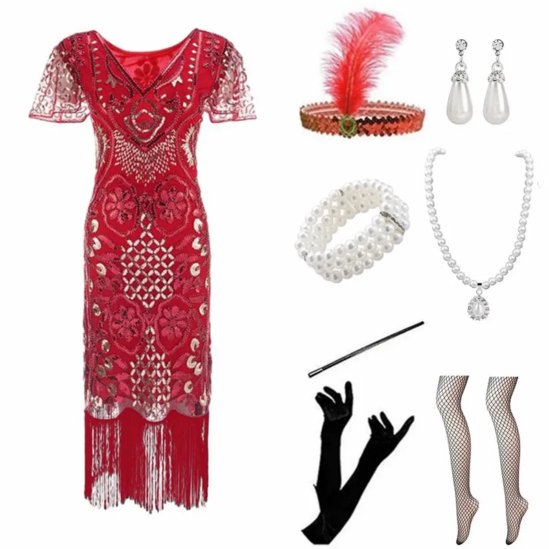 Rétro 920s Gatsby paillettes Dr gland robe de soirée Par ort jupe Cotail Dr ort Sve autre matériau 00%