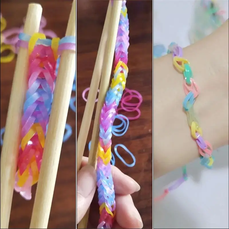 1000Pcs/ Colorful Disposable Hair Bands DIY Bracelets Scrunchie Girls Elastic Rubber Band Ponytail Holder Hair DIY Accessories