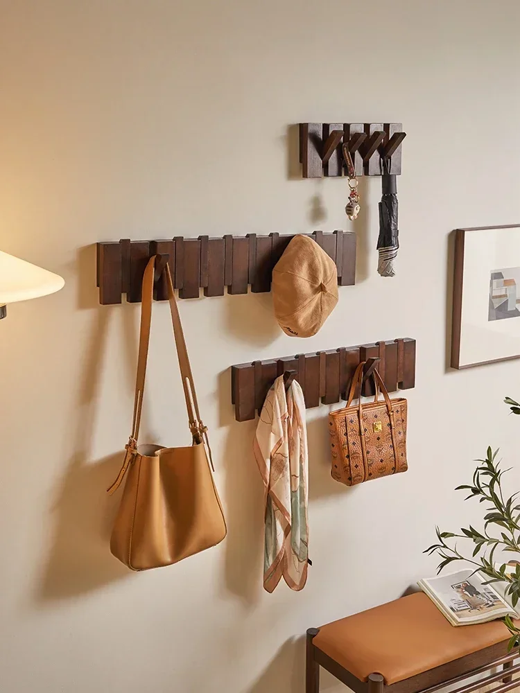 Todo o cabide de roupas de madeira maciça gancho de parede cabide gancho sem pregos gancho de casaco porta hall de entrada pendurado rack de roupas