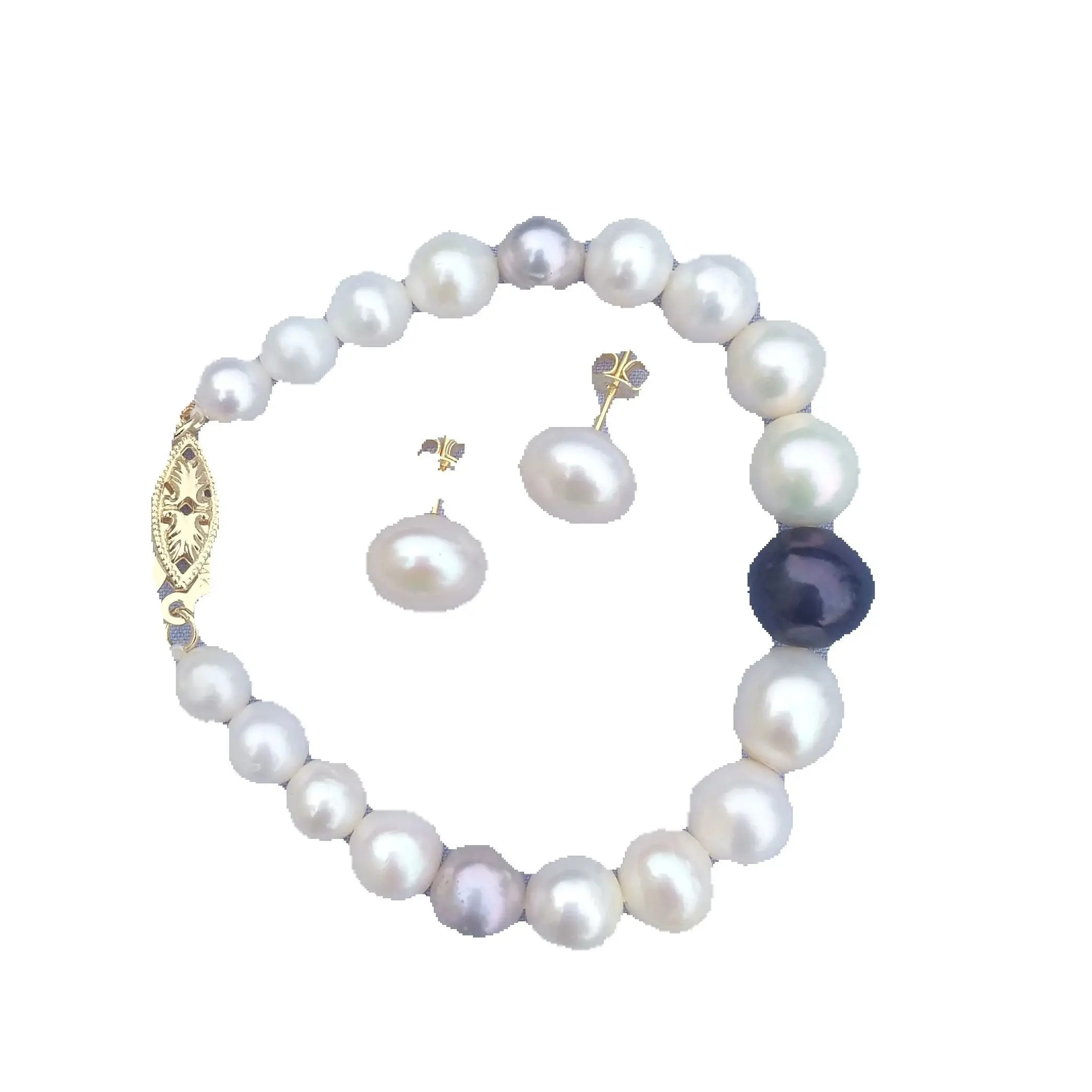 

Дизайнерский регулируемый браслет из натурального многоцветного жемчуга Южного моря + серьги с жемчугом 10-11 мм