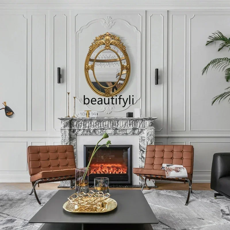 

smt03 SS NewNeoclassical retro bathroom mirror wall hanging soft decoration background wall art decorative mirror carved bathro