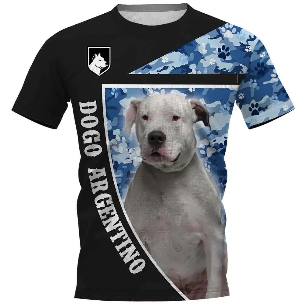 

Футболки HX Dogo серебристо-голубые с 3D-графикой, камуфляжные футболки, топы с принтом животных, собак, доберманов, повседневная одежда