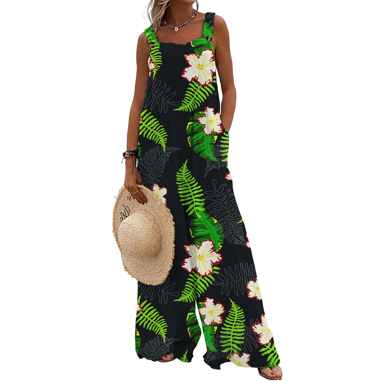 

Ladies Jumpsuits Oversized Wide Leg Rompers Polynesian Samoan Tribal Design Casual One Piece Long Jumpsuit For Women