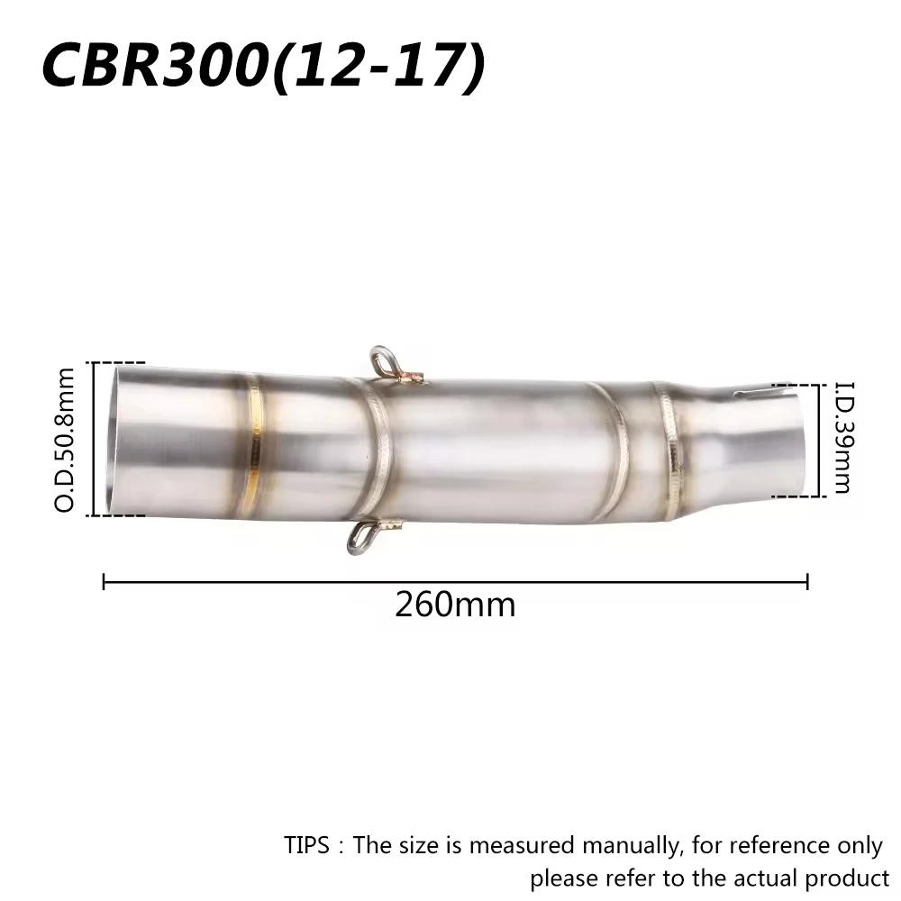 Good Quality Motorcycle Exhaust Mid Link Pipe for Honda CBR300 CB300R 2012-2017 silenciador de escape moto