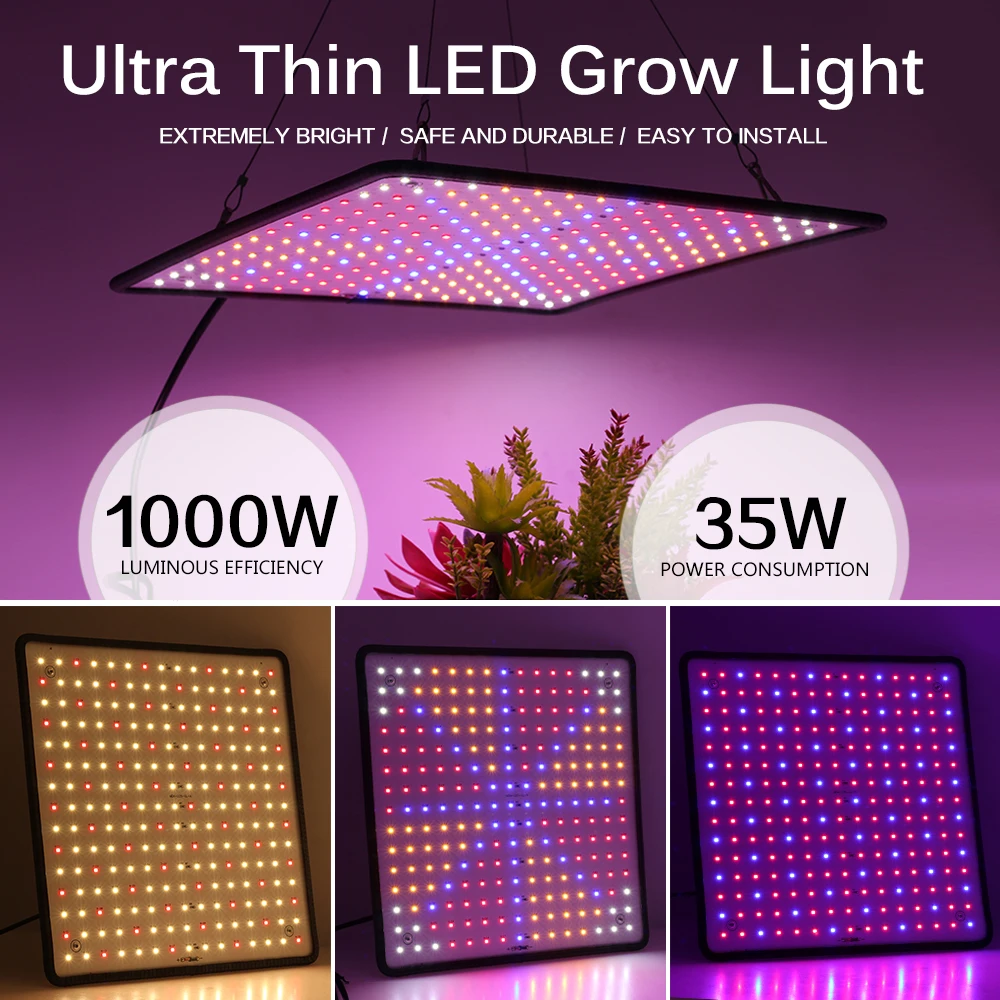 1000W LED Grow Light Panel Full Spectrum Phyto Lamp AC85-240V EU/US Plug For Indoor Grow Tent Plants Growth Light