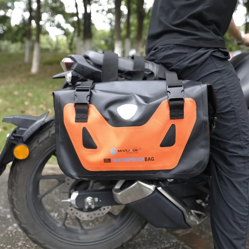 

Waterproof Motorcycle Duffel Bag PVC Double-bottom with 25L Motor Side Bag for Kayaking Camping Boating Motorcycle Backpack