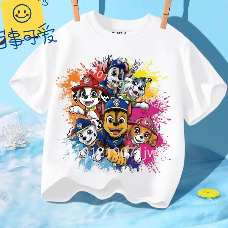 Kids Paw Patrol Cartoon Graphic Baby T Shirt Cotton Casual Short Sleeve Tee Boys and Girls 2026 Summer Toddler Clothing Tops