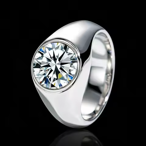Men's 925 Silver Bezel Set 4CT D Color Moissanite Men Ring Wedding Band Fashion Holiday Gift