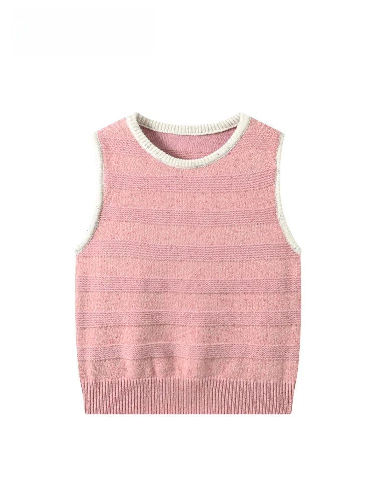 

plus Size Knitted round Ne Svel Vest Women's Spring Faion College Sle Top Casual Comfortable Breathable Outerwear