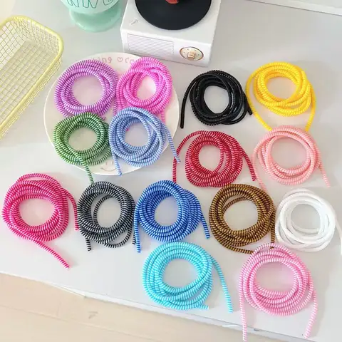 1.4M Colorful Spiral Spring Cable Protector Anti‑Break Wire Winder For USB Charger Cable Earphone Cord Saver Sleeve