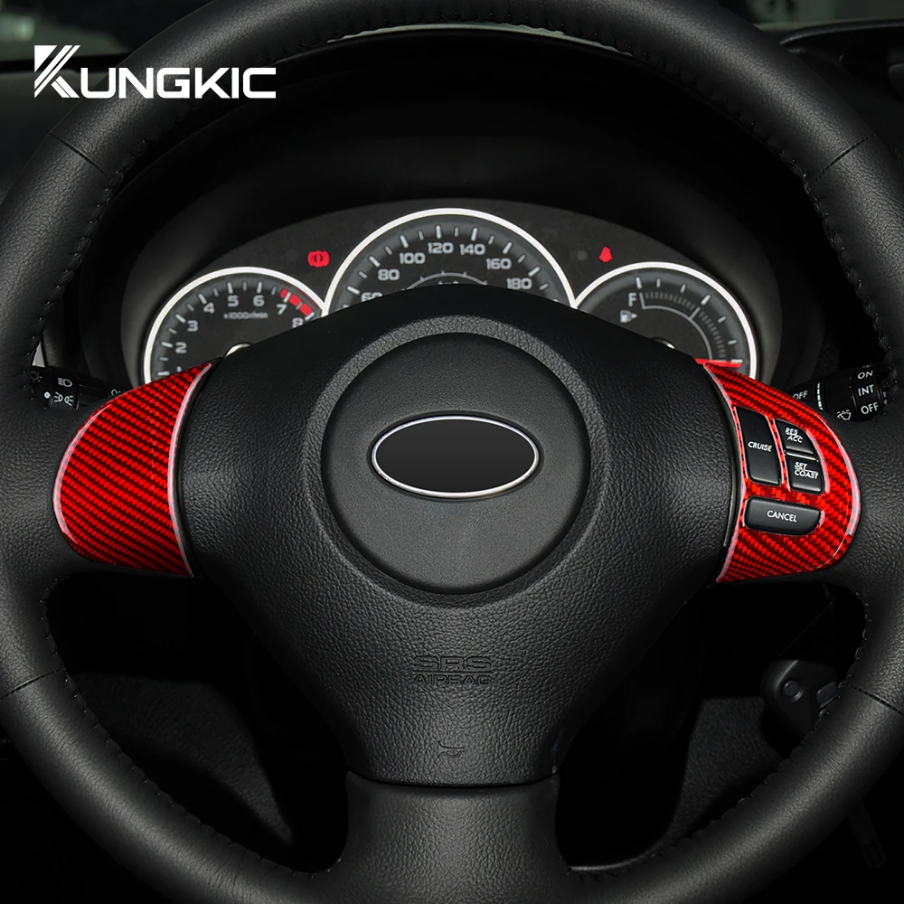 Real Soft Carbon Fiber Sticker For Subaru Impreza 2009 2010 2011 Car Steering Wheel Button Frame Interior Trim Accessories