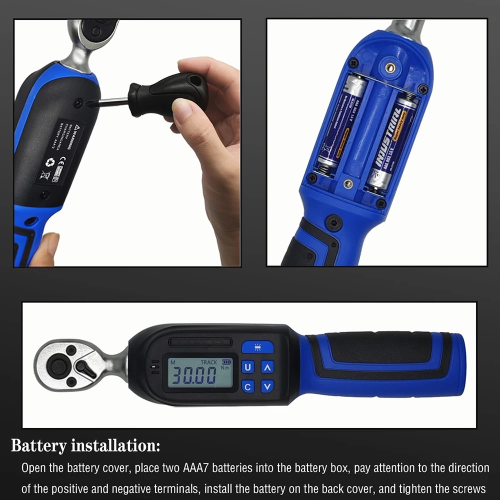 مفتاح عزم الدوران الرقمي 1/4 بوصة (1.11-22.13Ft.lb/1.5-30N.m)، مجموعة مفاتيح عزم الدوران الإلكترونية مع مصباح LED دقيق إلى ±2% الجرس #5