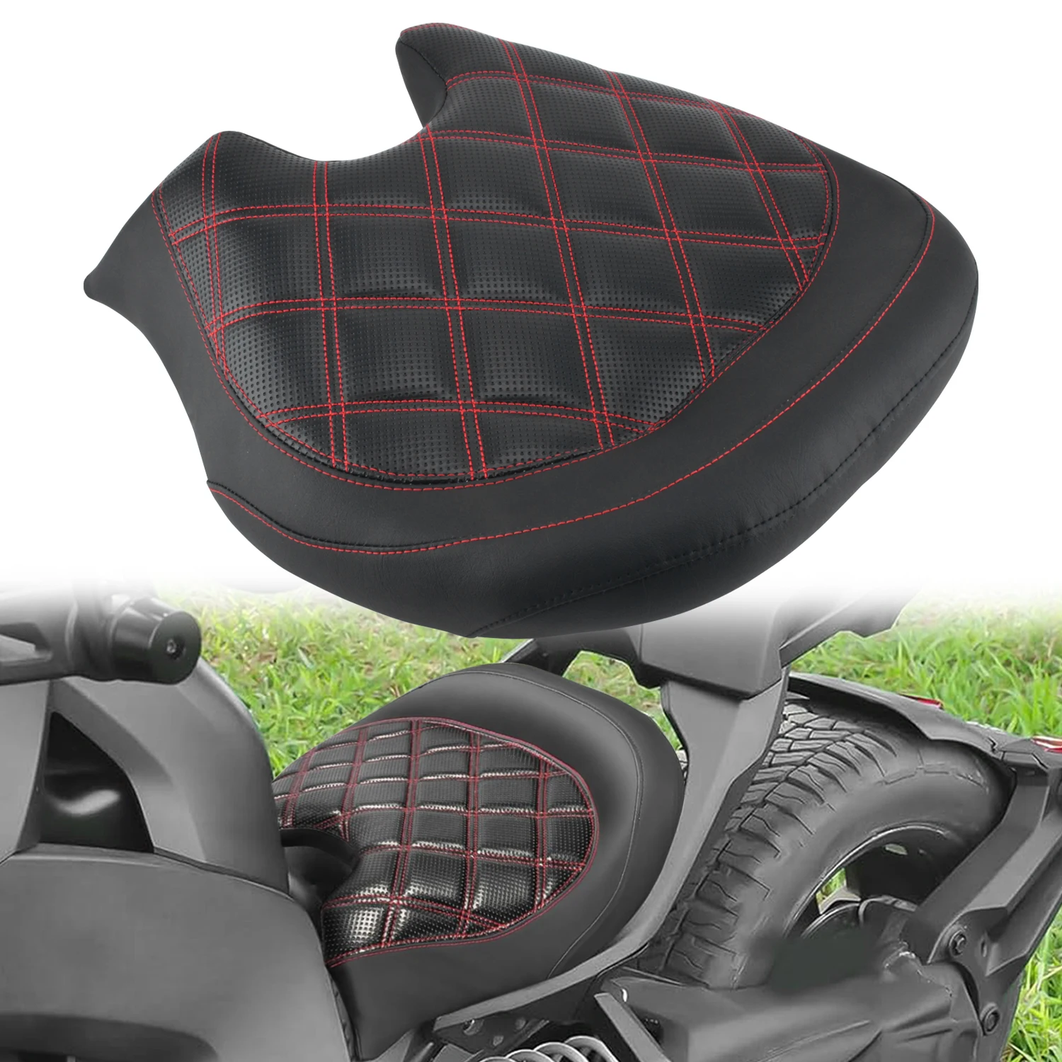 

Driver Comfort Seat Cool Red Rhomboid High Quality Rider Driver Seatfor Can-Am Ryker 600 900 Sport Rally Edition 2019-2025 2022