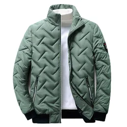 Parka acolchoada leve de manga comprida masculina, casacos quentes confortáveis com zíper, casacos casuais sólidos, outono, inverno