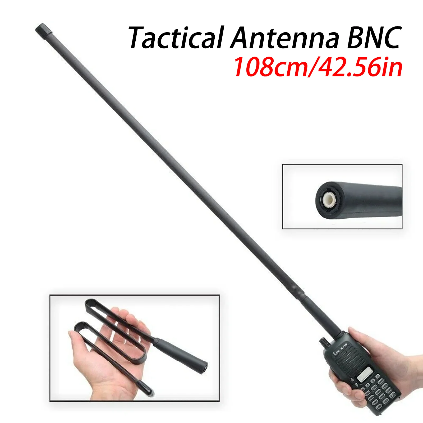 108cm BNC CS Tactical Foldable Antenna VHF 136-174/245MHz For ICOM IC-V8 V80 V82, Kenwood TK100–TK320 - Flexible, Durable Design