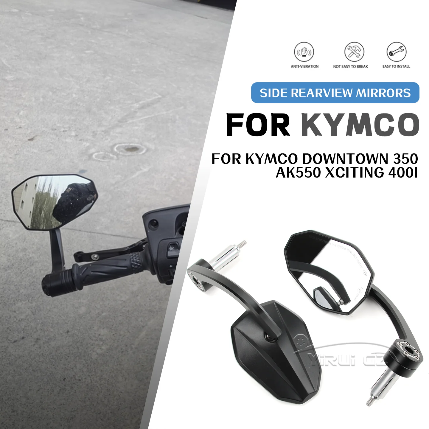 ل kymco downtown 350 ak550 xciting 400i ak 550 400 i دراجة نارية بار نهاية مرآة المقود نهاية الجانب مرايا الرؤية الخلفية رؤية واسعة