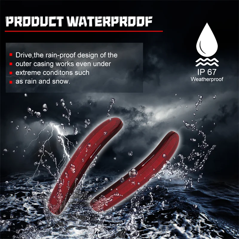 2pcs Red Lens Car Rear Bumper Reflector Tail/Brake Light Cover Housings For 2008-2014 Mini Cooper Clubman R55, No Bulb / Socket