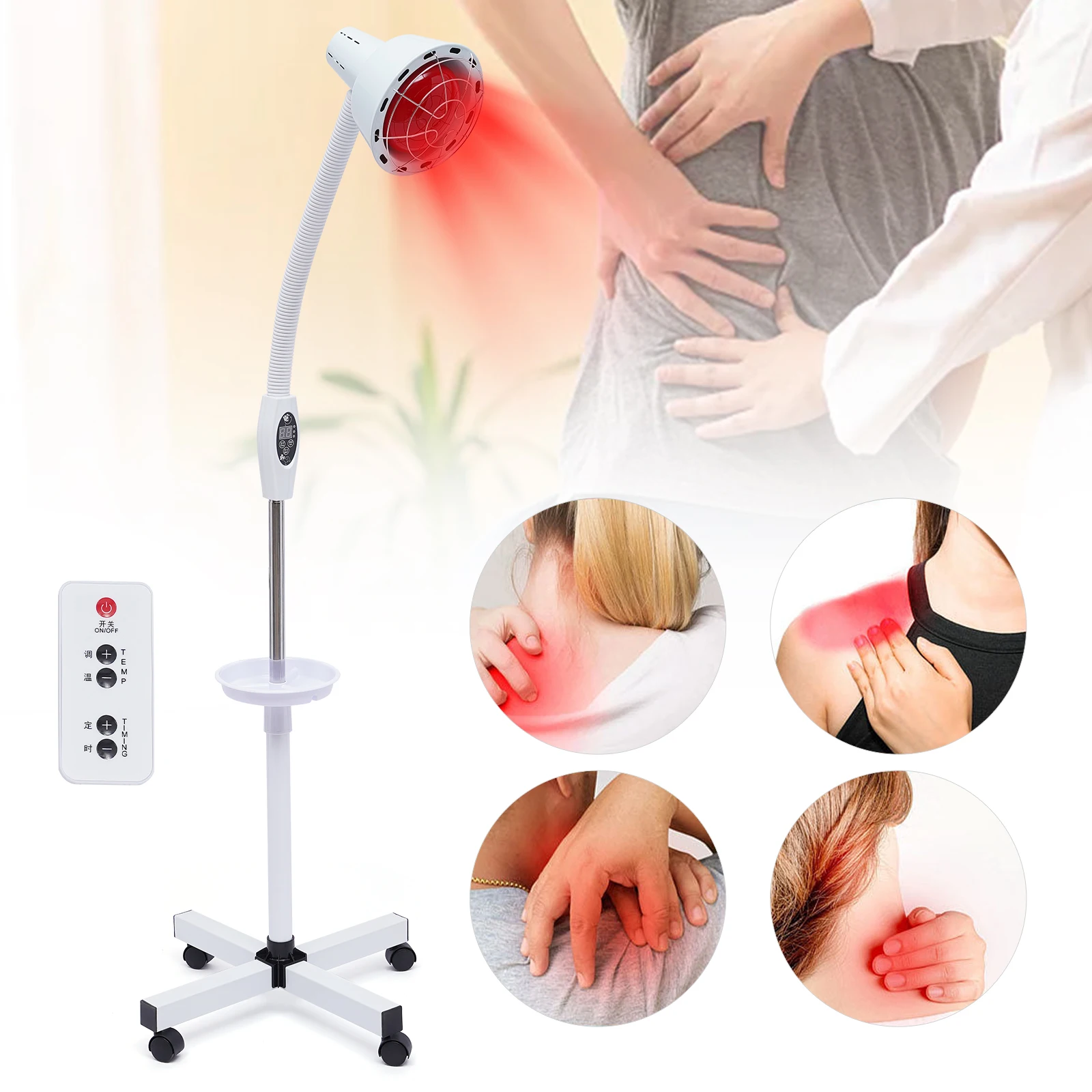 275 W 110 V Near Red Infrared Heat Lamp, with Flexible Arm and Remove Control Standing Lamp, for Relieve Joint and Muscle Aches