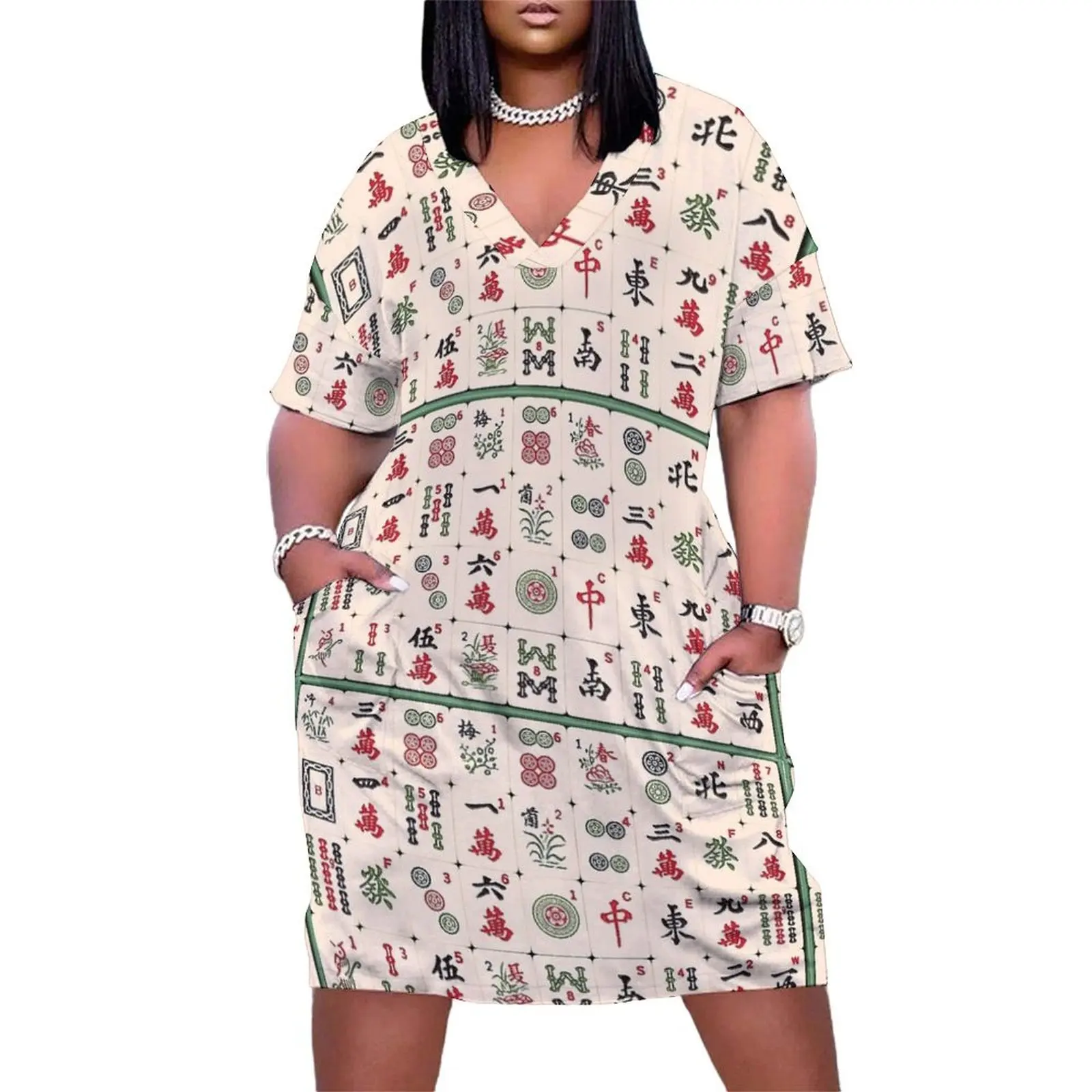 

Mahjong Art Loose Pocket Dress african dresses for woman women dress summer dresses ladies 2024 Women"s evening dress