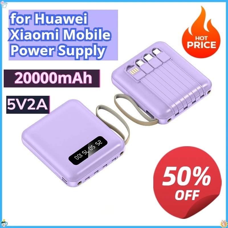 

20000mAh Outdoor Backup Power Supply for Huawei Xiaomi Mobile Power Supply Comes with Cable Micro LIGHTNING Type-C Charging5V2A