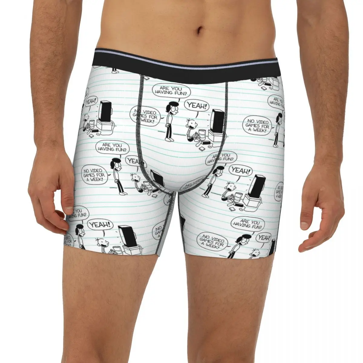 

Diary Of A Wimpy Kid No Video Game For A Week Long Boxer Underpants Short Men Panties Underwear for Homme Man Boyfriend Gifts