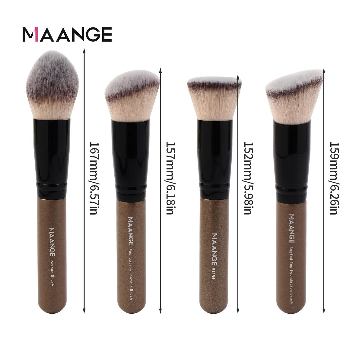 MAANGE 4PCS Makeup Brush Set Foundation Powder Contour Blush Blending Brush for Liquid Cream Portable Face Beauty Makeup Tools