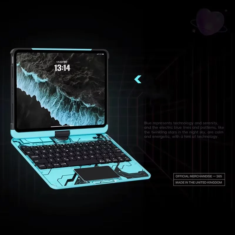 Iface Mall Magic Keyboard For Ipad&Pro&AiR Transparent Bluetooth Shock-proof Trackpad  Y2k 360° Rotating Keyboard Case