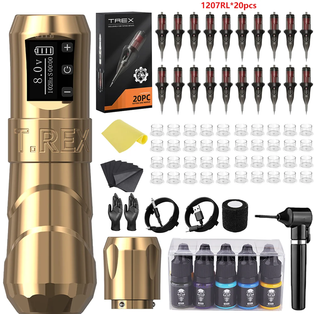 

Набор для татуировки T-Rex, набор тату-машинки, коробка для тату-пистолета, игла, набор ручек для практики татуировки, вращающаяся машина для татуировки, комплект принадлежностей для татуировки