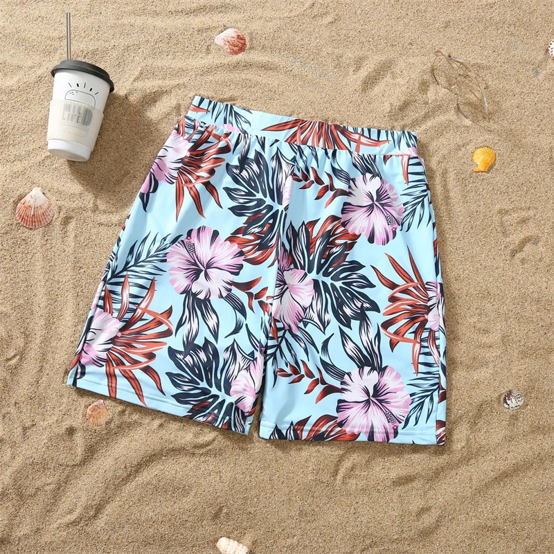 Family Matching Swimwear New Mum Daughter Printed Swimsuits Dad Son Thin Shorts Boys Girls Baby Swim Clothes Summer Beachwear view 6