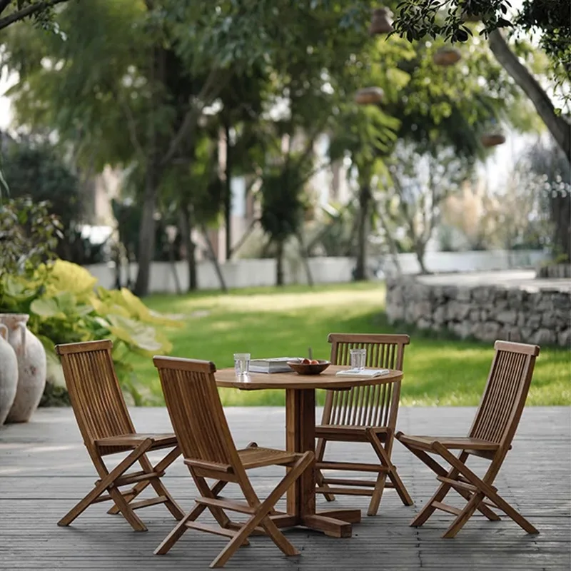 Outdoor balcony table and chairs folded solid wood