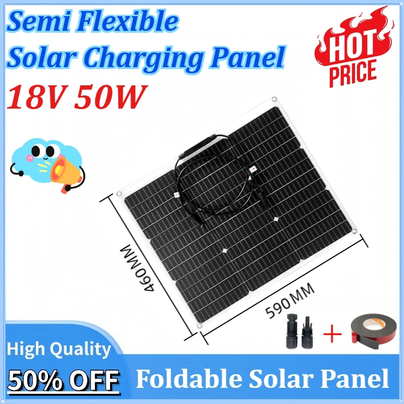 

New 18V 50W Solar Panel Portable Folding Charger Outdoor Power Supply for Home Mobile Phone Power Generator Station RV Camping