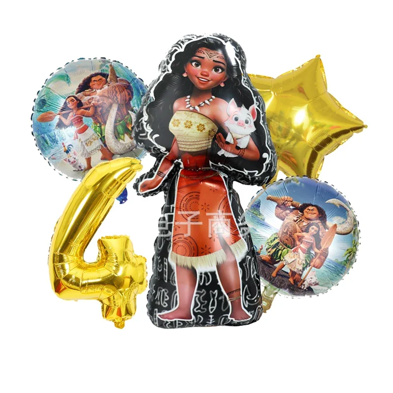 New Moana Digital Balloon Set Disney Cute Anime Cartoon Birthday Balloon Festival Party Decoration Accessories Children Toy Gift